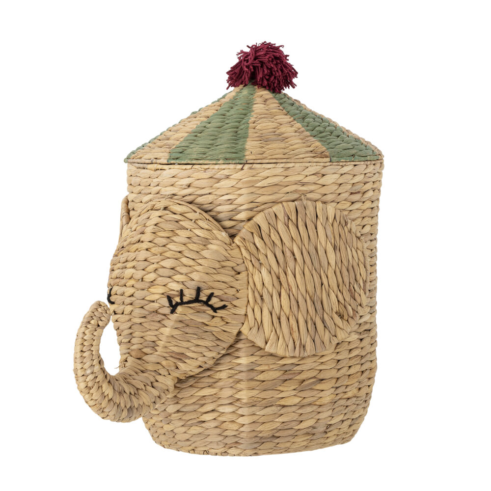 Bobo Basket w/Lid, Nature, Water Hyacinth