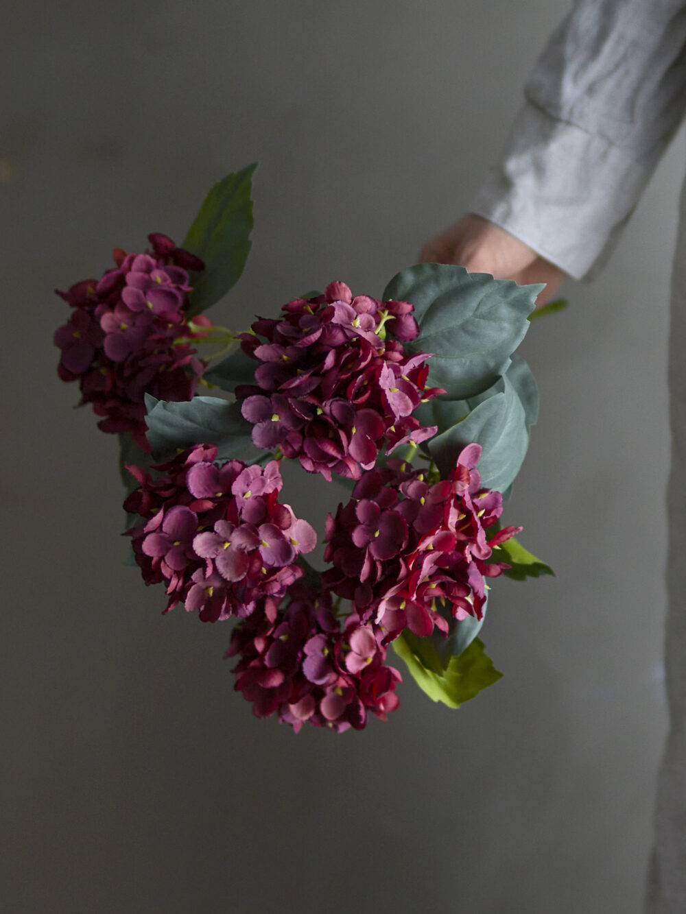 Hydrangea Stem, Red, Artificial Flowers - Image 2