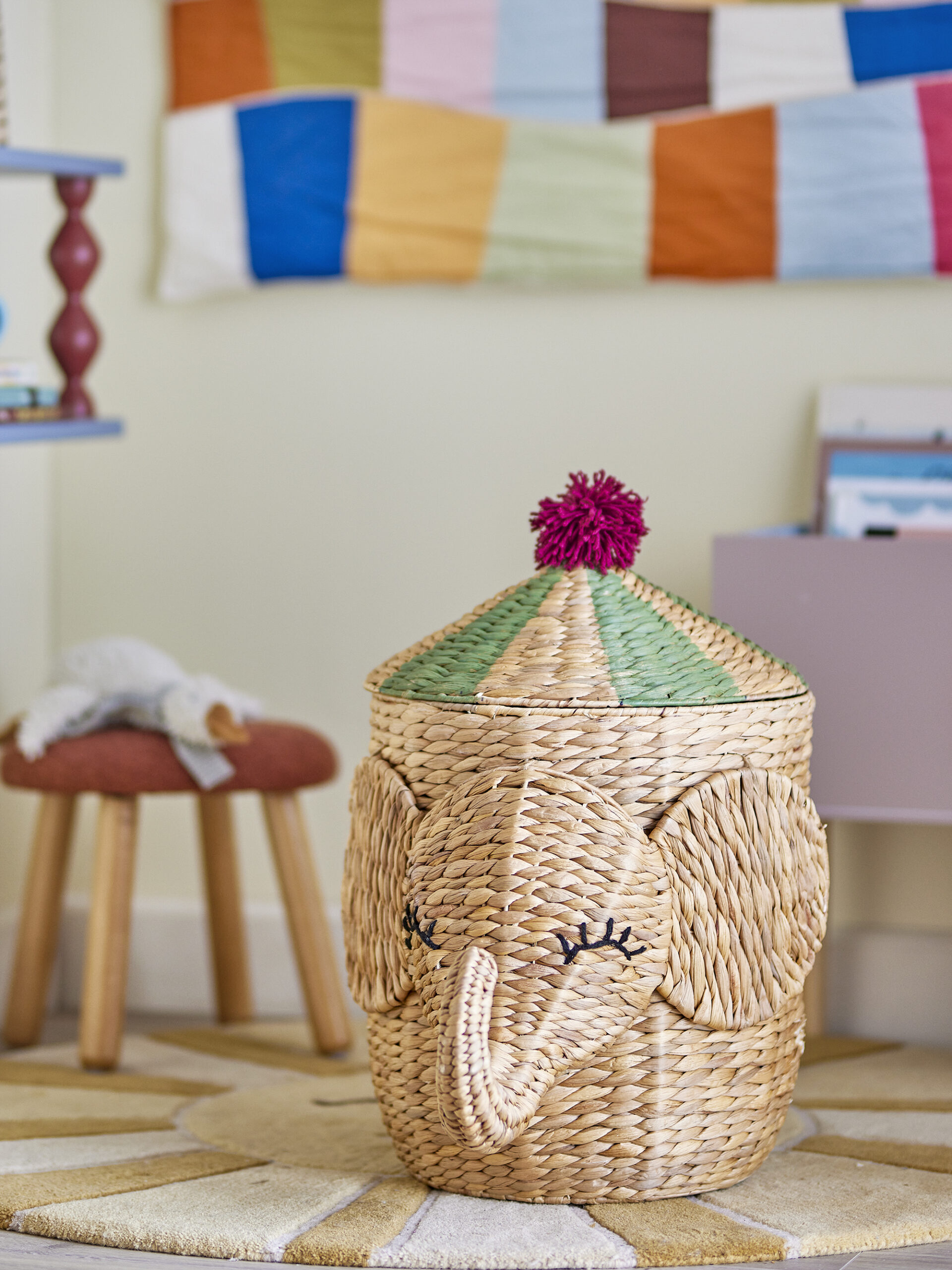 Bobo Basket w/Lid, Nature, Water Hyacinth - Image 5