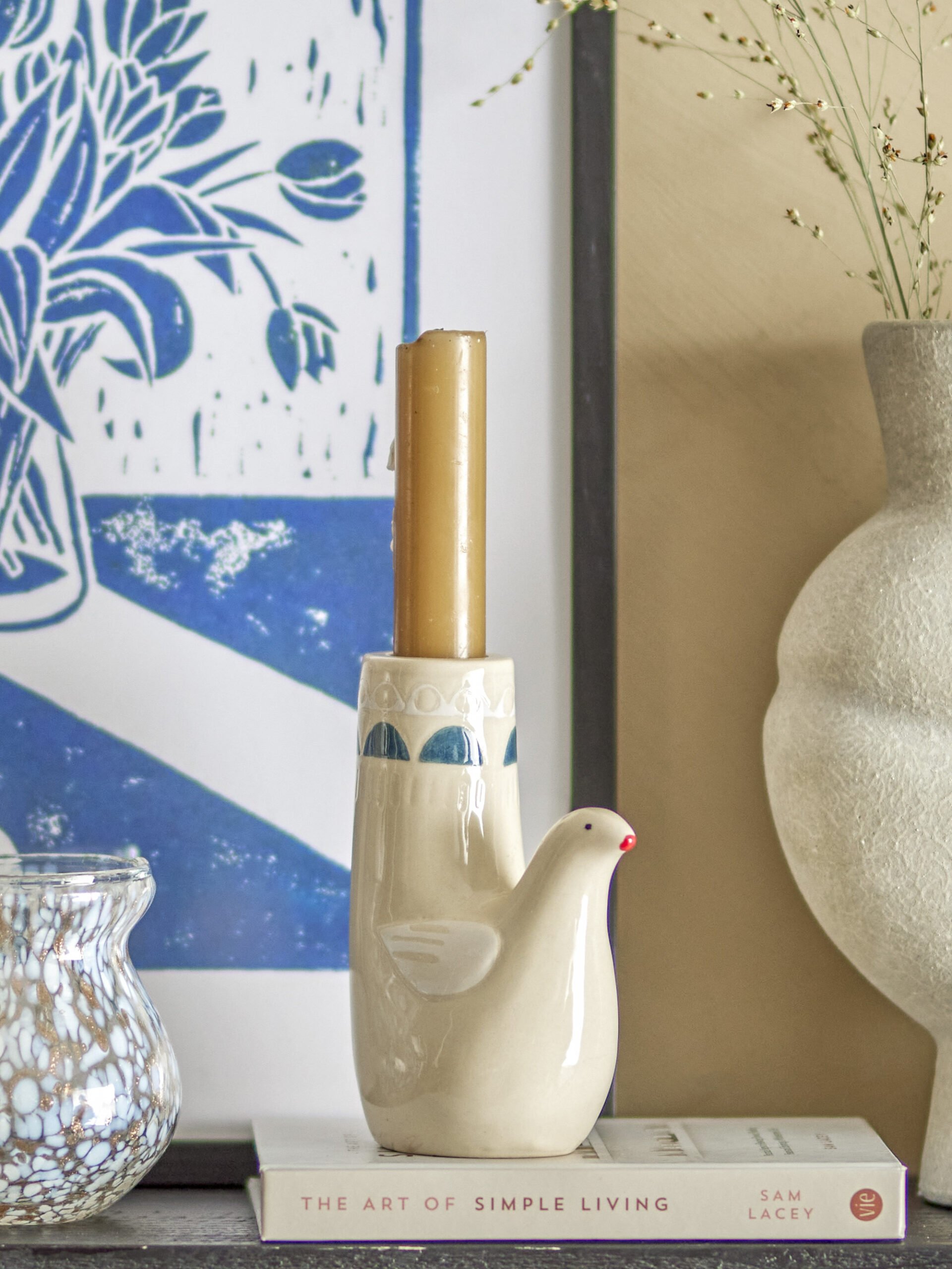 Trudy Candle Holder, White, Stoneware - Image 4