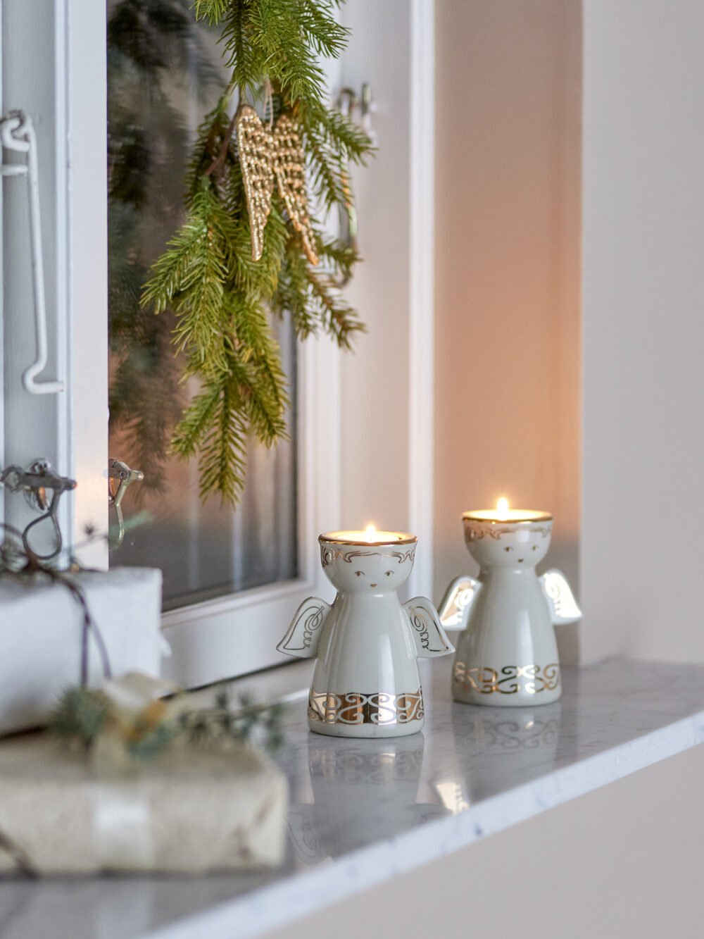 Faella Votive & Candle Holder, White, Stoneware - Image 3