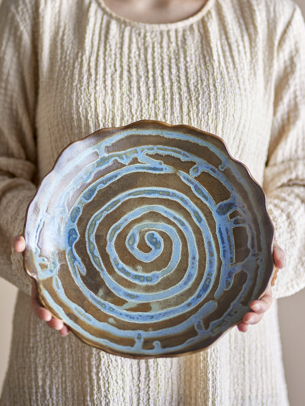 Marjorie Tray, Blue, Stoneware - Image 4