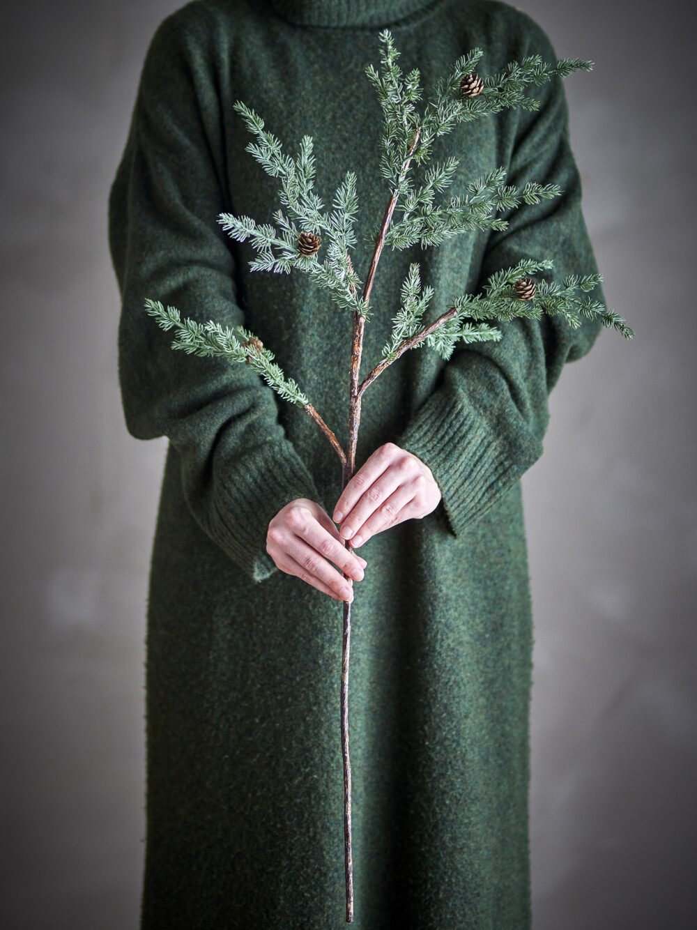 Pine Stem, Green, Artificial Flowers - Image 2