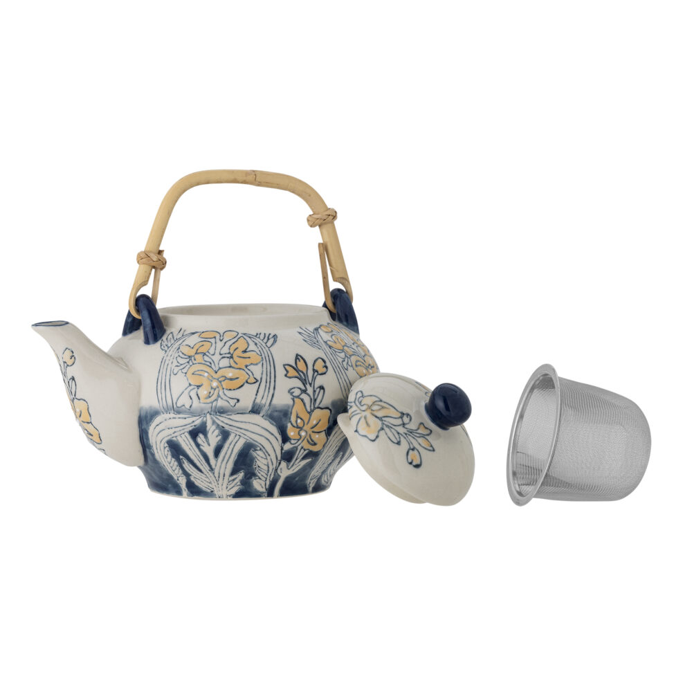 Myah Teapot w/Teastrainer, Blue, Stoneware - Image 4