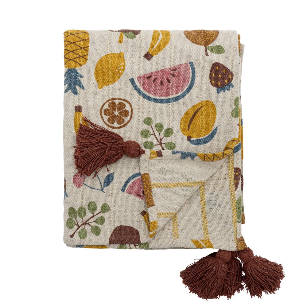 Fruitta Throw, Yellow, Recycled Cotton