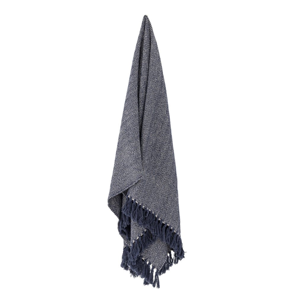 Herringbone Throw, Black, Recycled Cotton - Image 3