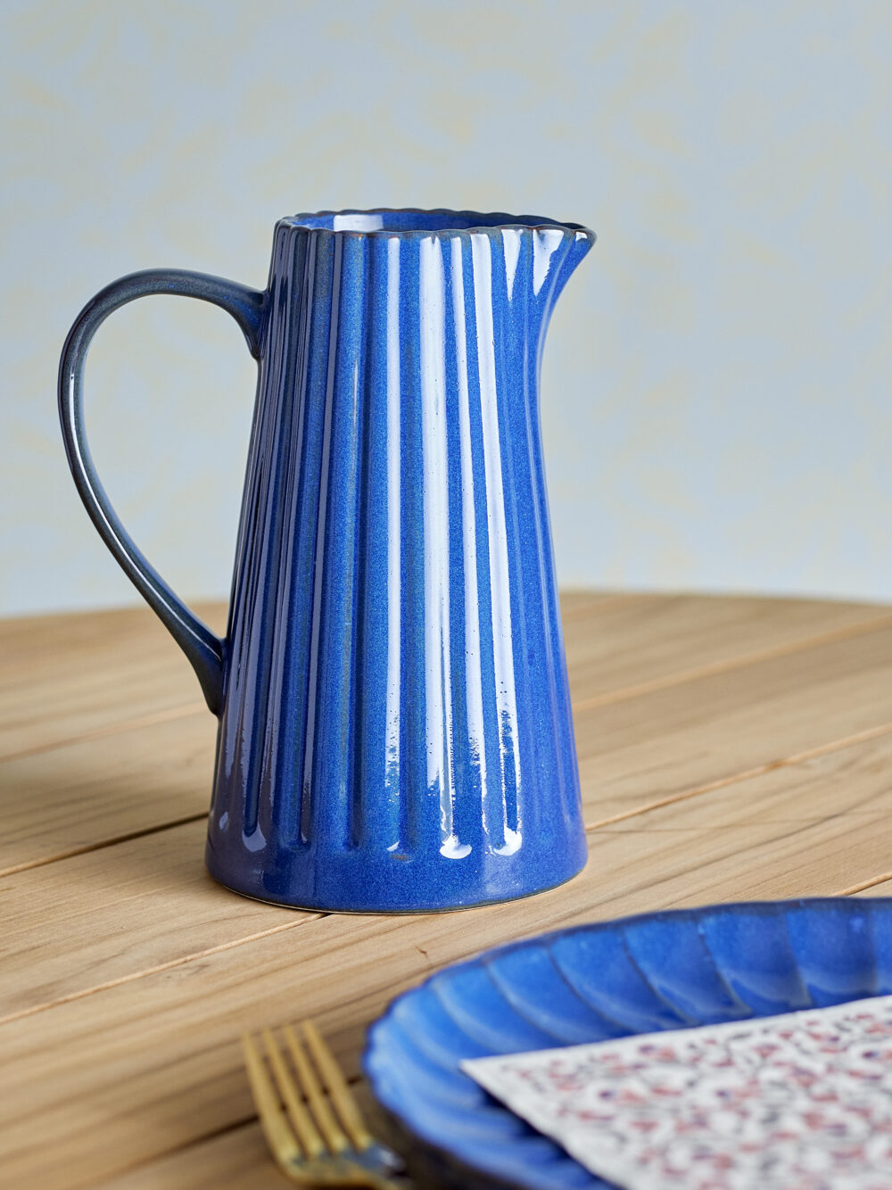 Latina Jug, Blue, Stoneware - Image 2