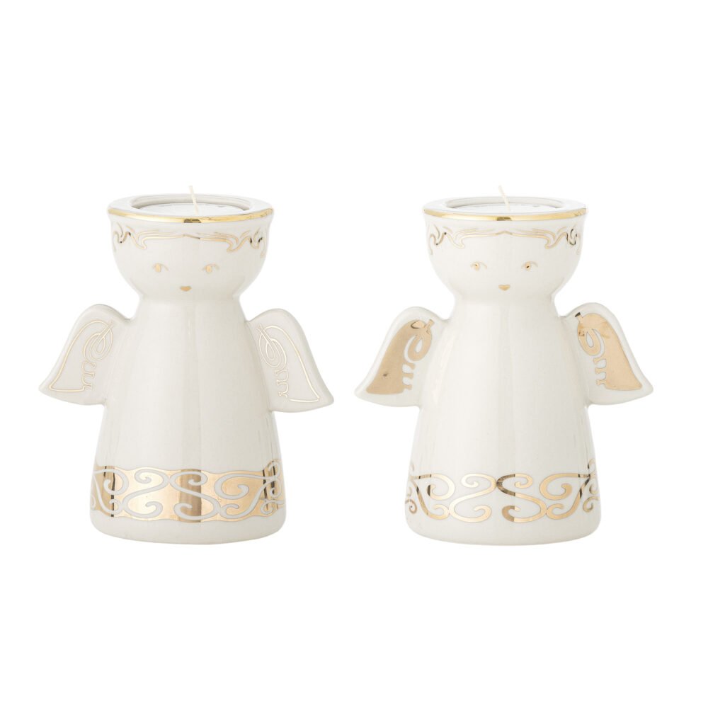 Faella Votive & Candle Holder, White, Stoneware - Image 2