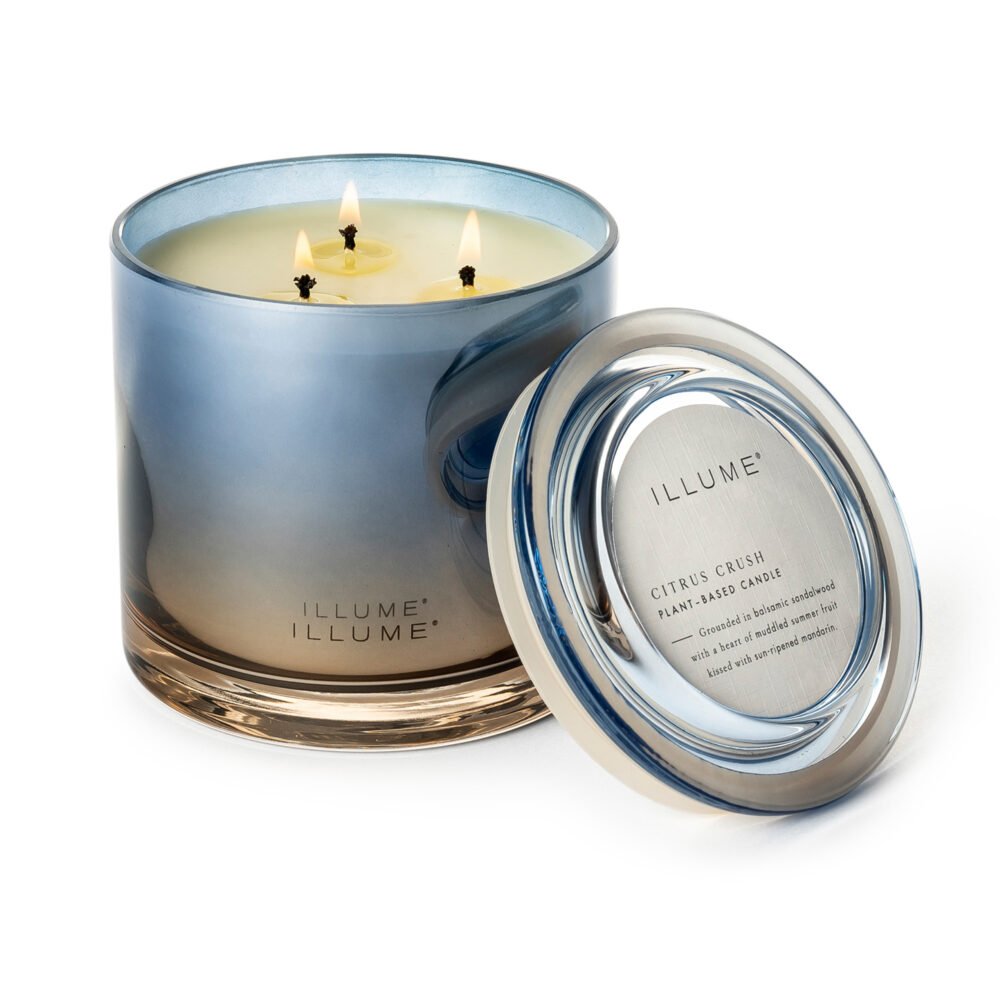 Citrus Crush Statement Glass Candle, Blue, - Image 3