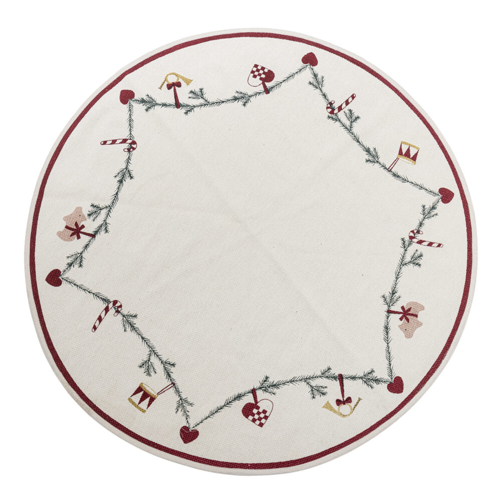 Yule Tree Rug, Red, Cotton