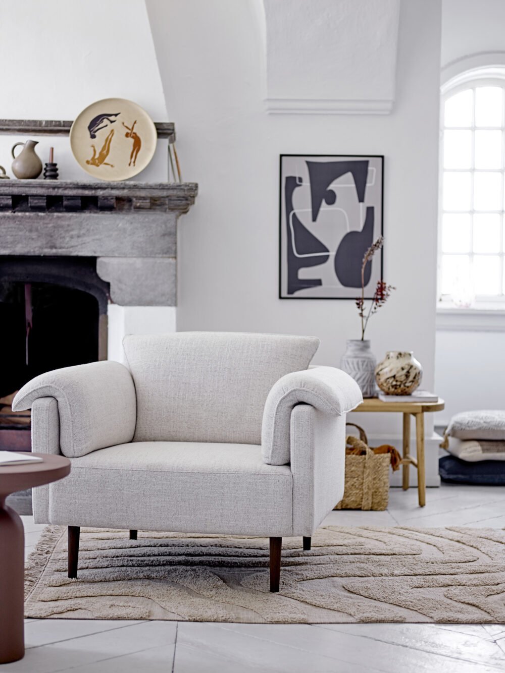 Chesham Lounge Chair, White, Polyester - Image 5