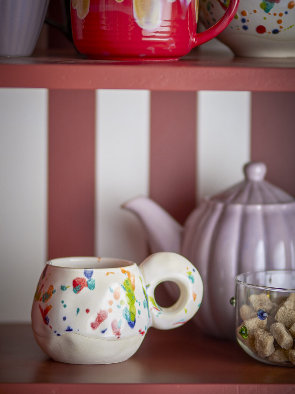 Freckles Cup, Red, Stoneware - Image 4
