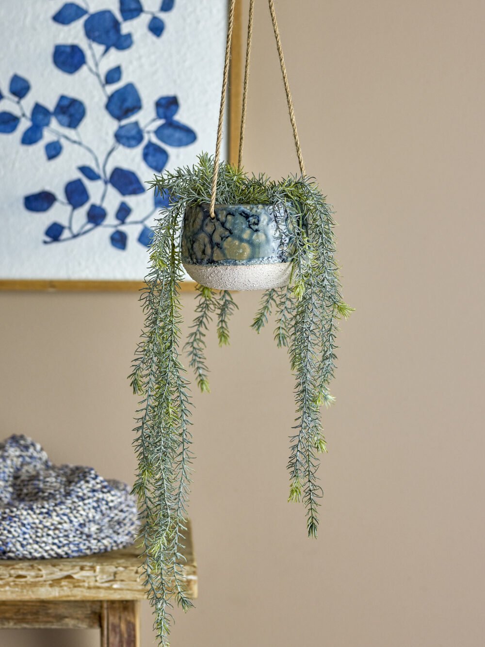 Mowbray Flowerpot, Hanging, Blue, Stoneware - Image 3