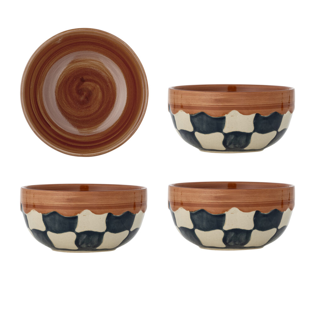 Check Bowl, Blue, Stoneware