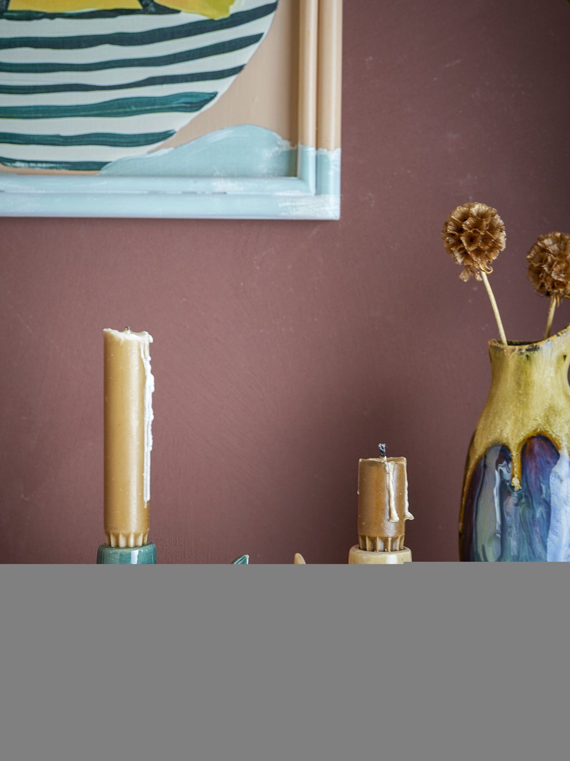 Burne Candle Holder, Green, Stoneware - Image 3