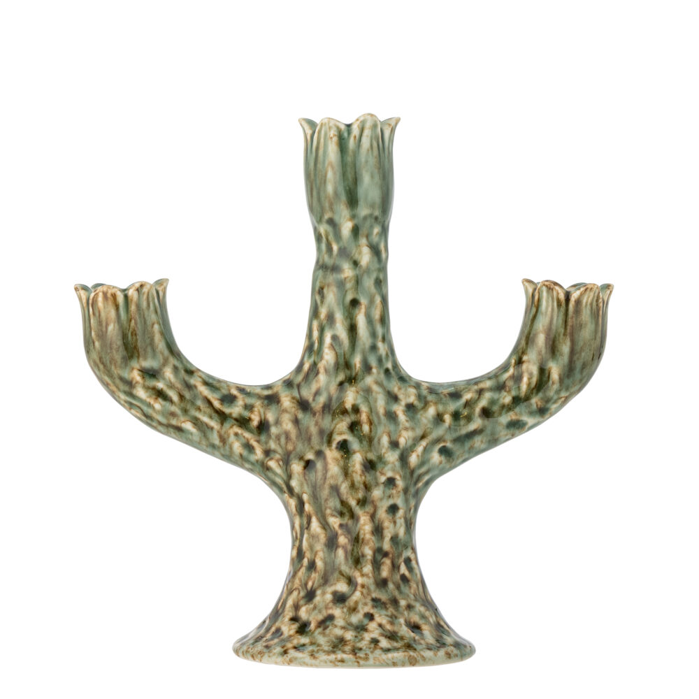 Cyrill Candle Holder, Green, Stoneware