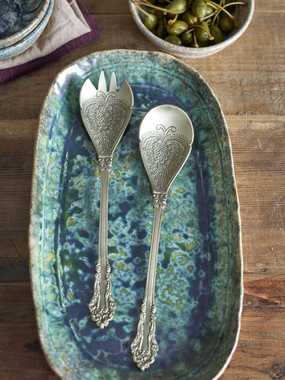 Kalima Salad Servers, Brass, Brass - Image 2
