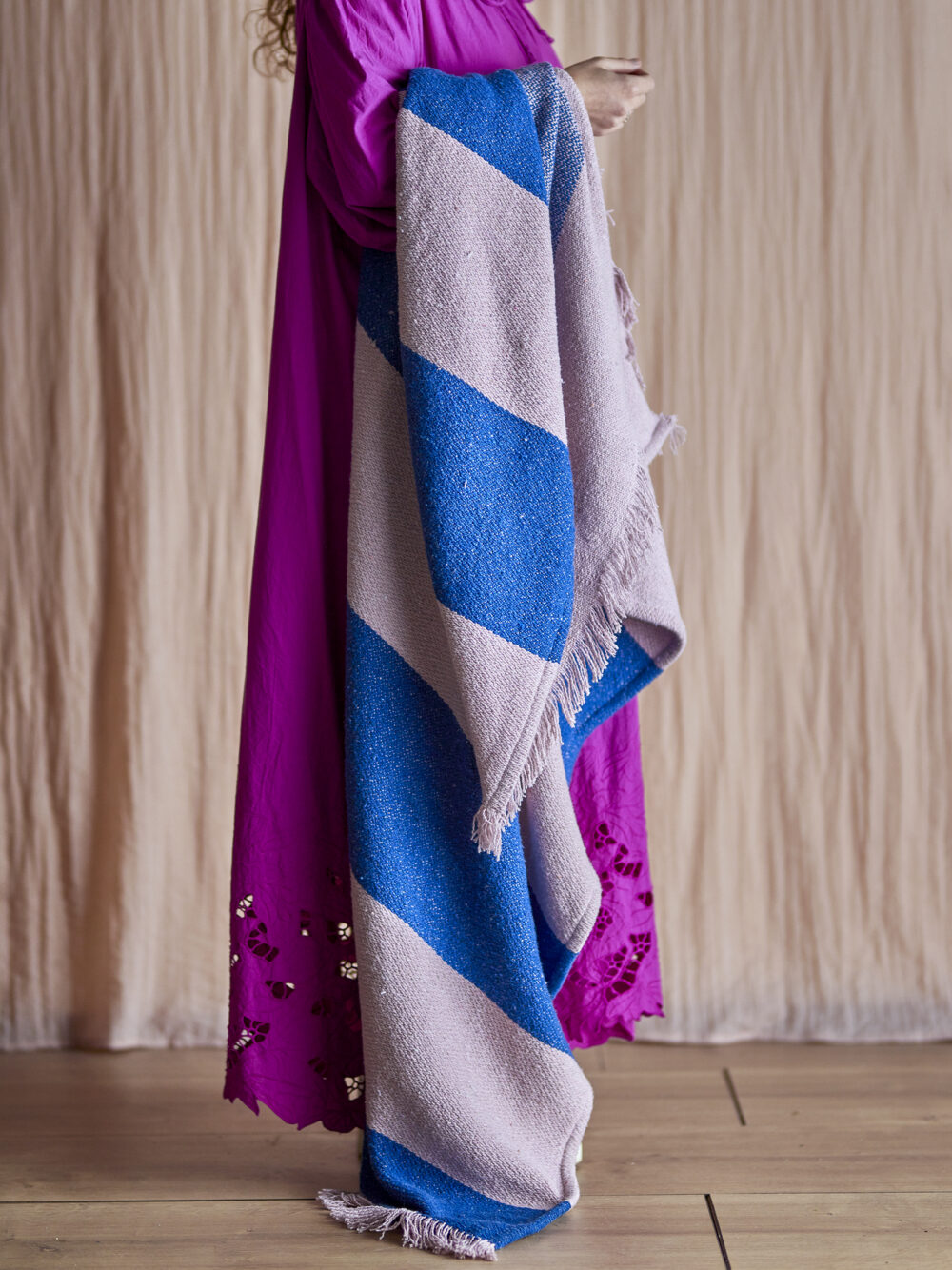 Cadeo Throw, Blue, Recycled Cotton - Image 4