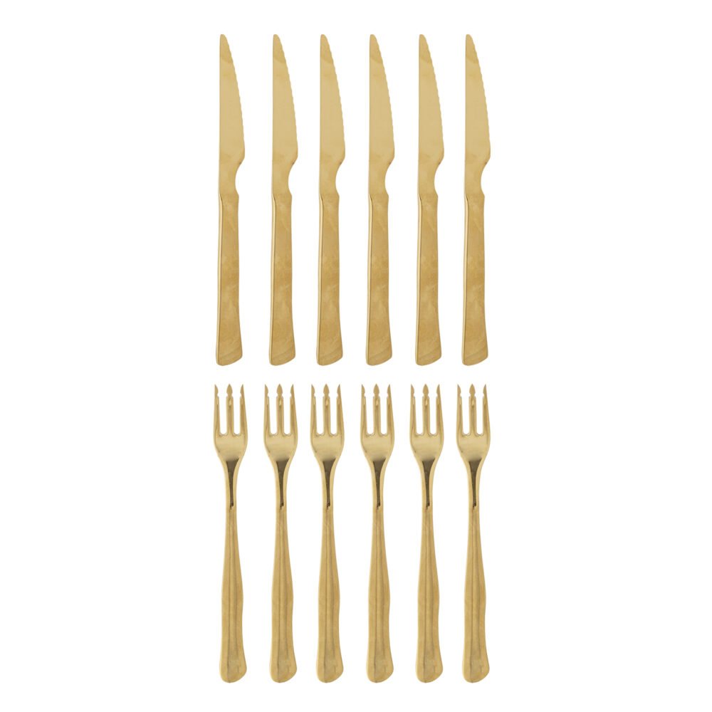 Ollin Steak Cutlery, Multipack, Gold, Stainless Steel