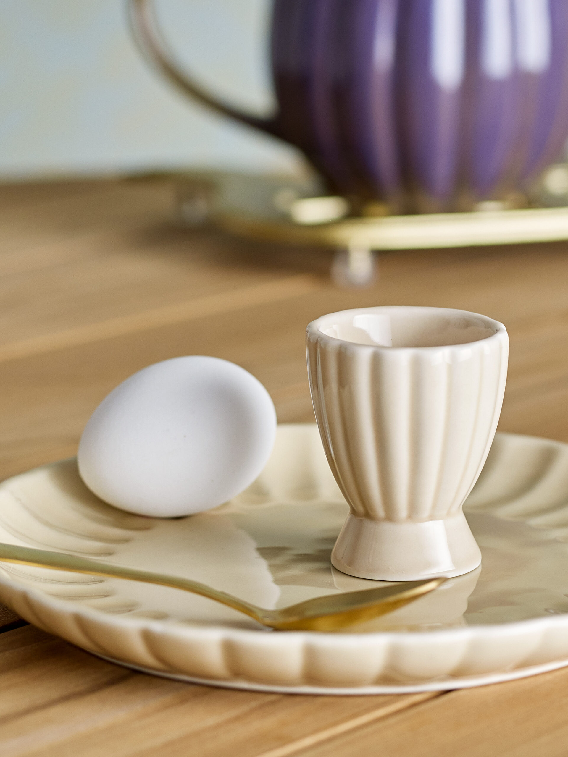 Latina Egg Cup, Nature, Stoneware - Image 2