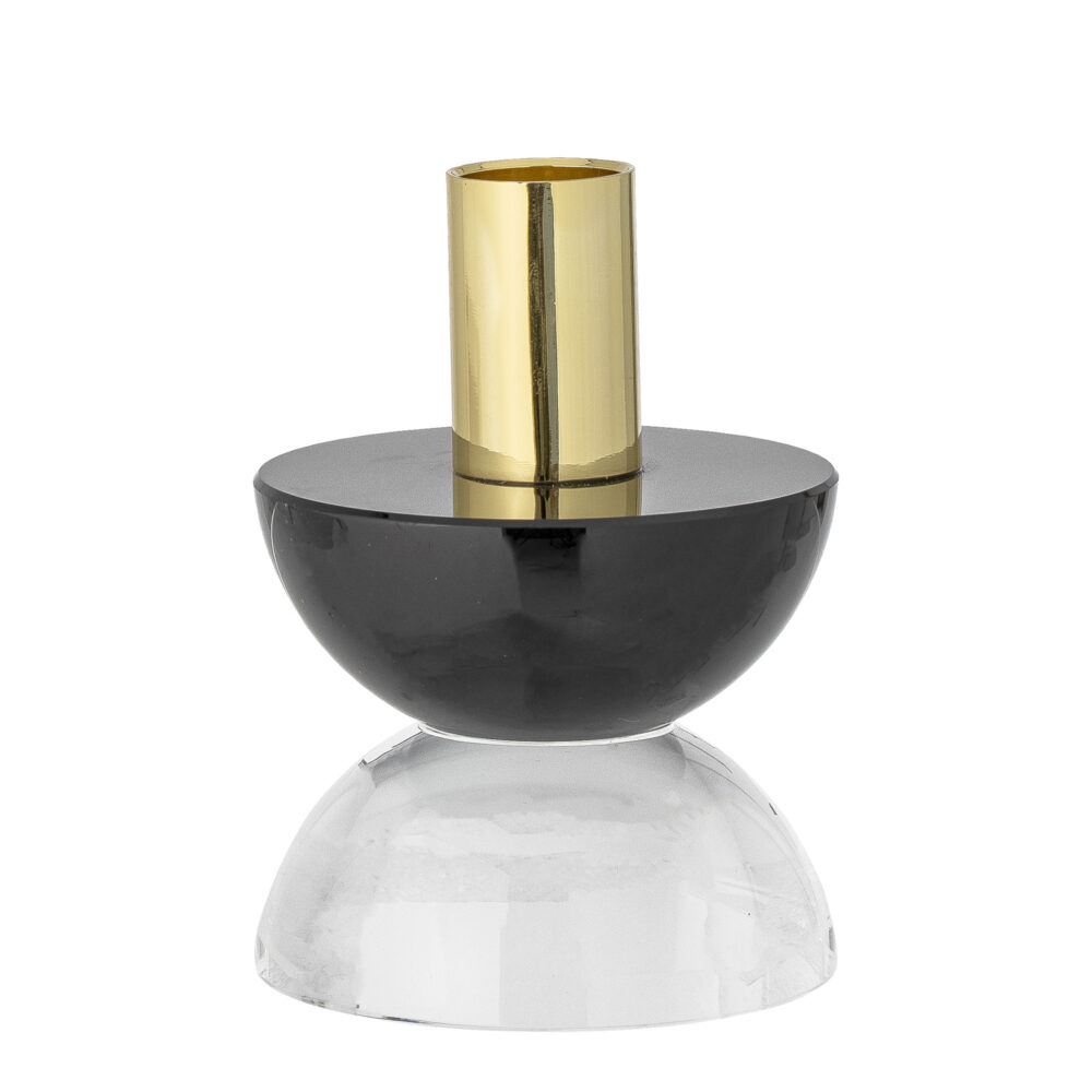 Etel Candle Holder, Black, Glass