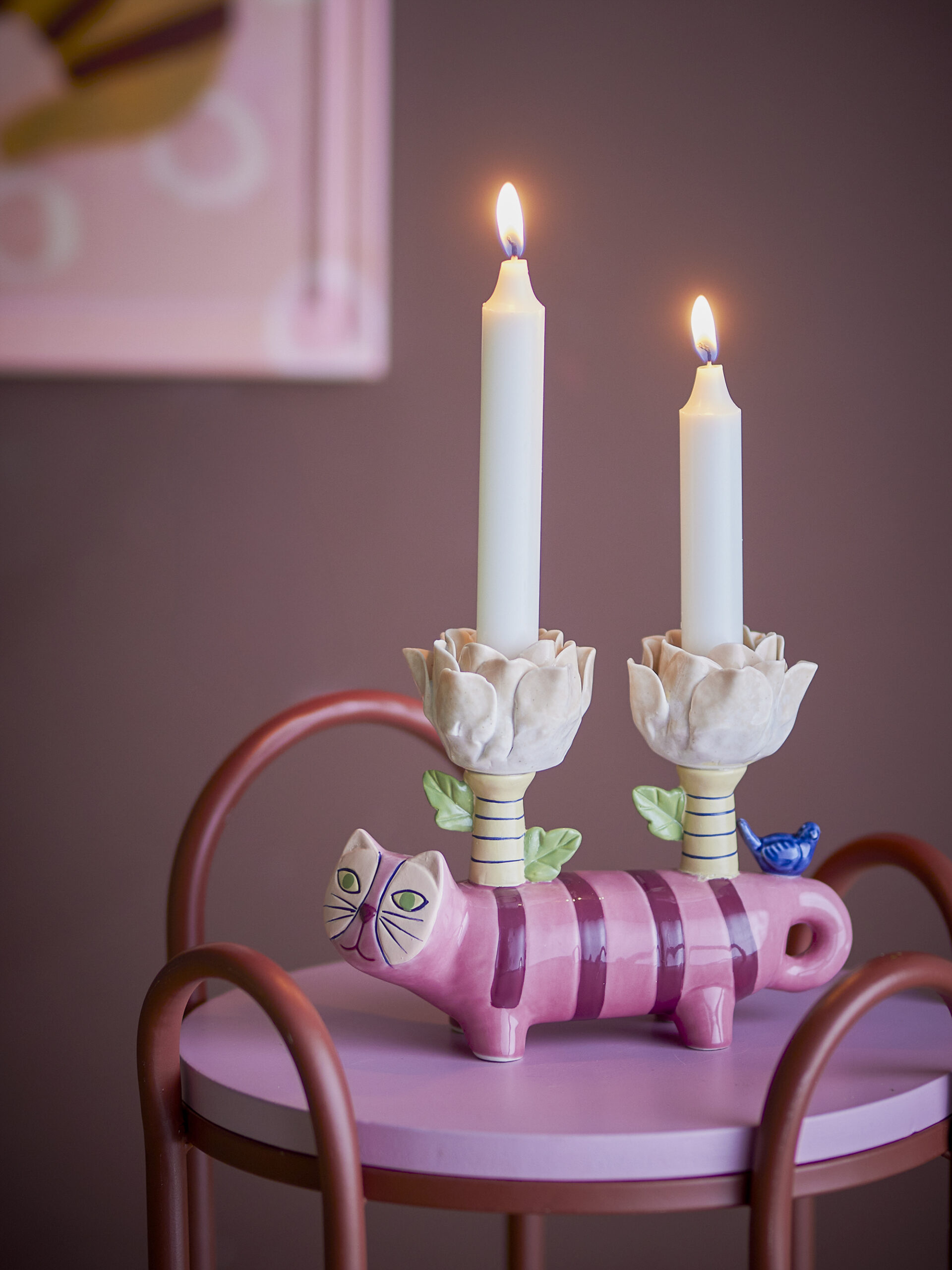 Missy Candle Holder, Rose, Stoneware - Image 4