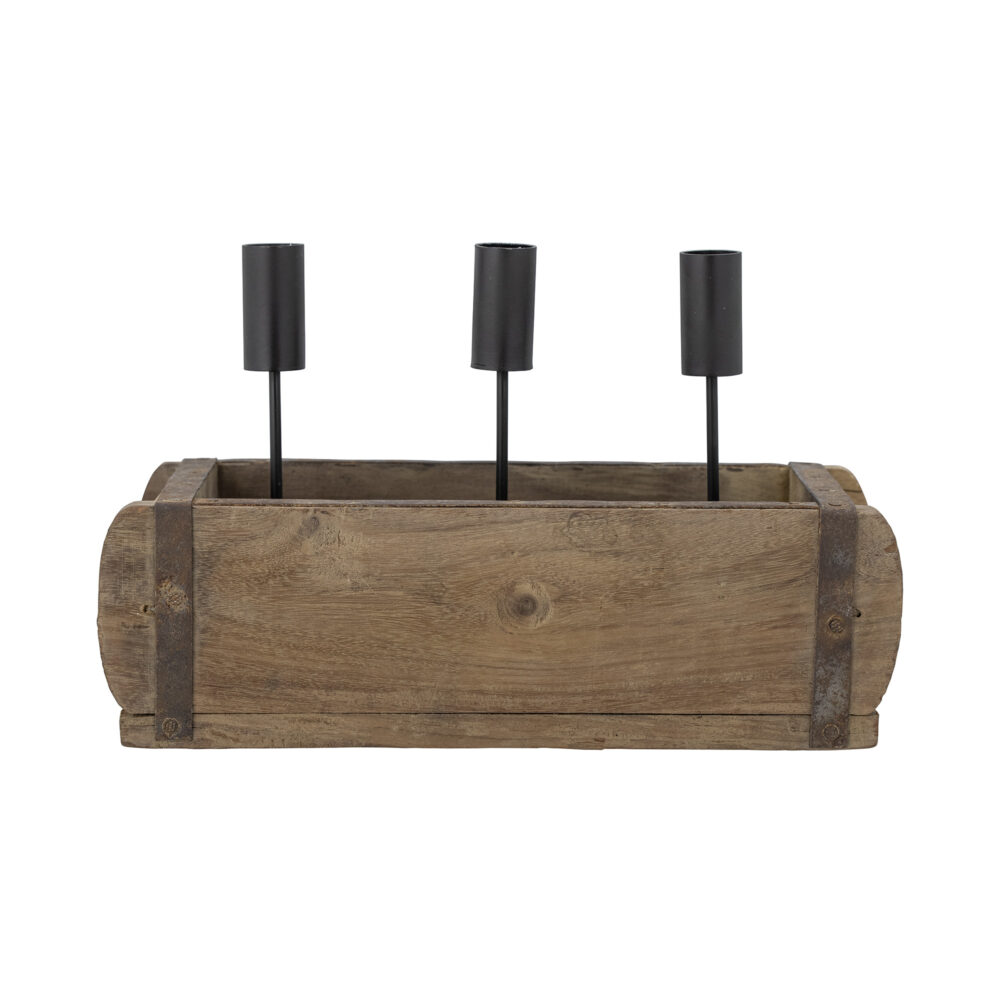 Ziggie Candle Holder, Brown, Mango