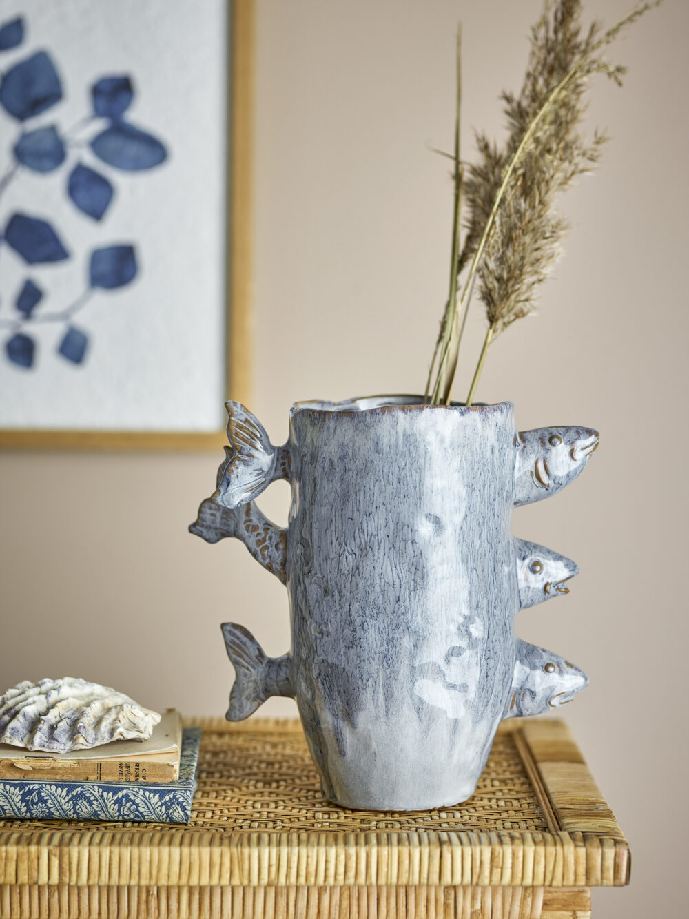 Tace Vase, Blue, Stoneware - Image 4