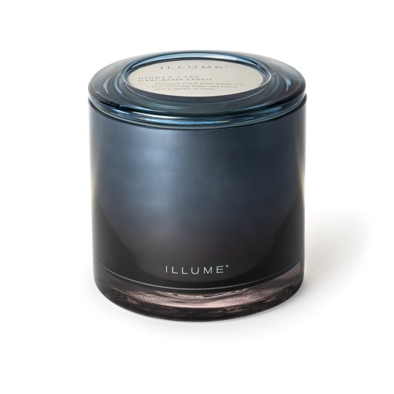 Hidden Lake Statement Glass Candle, Blue,