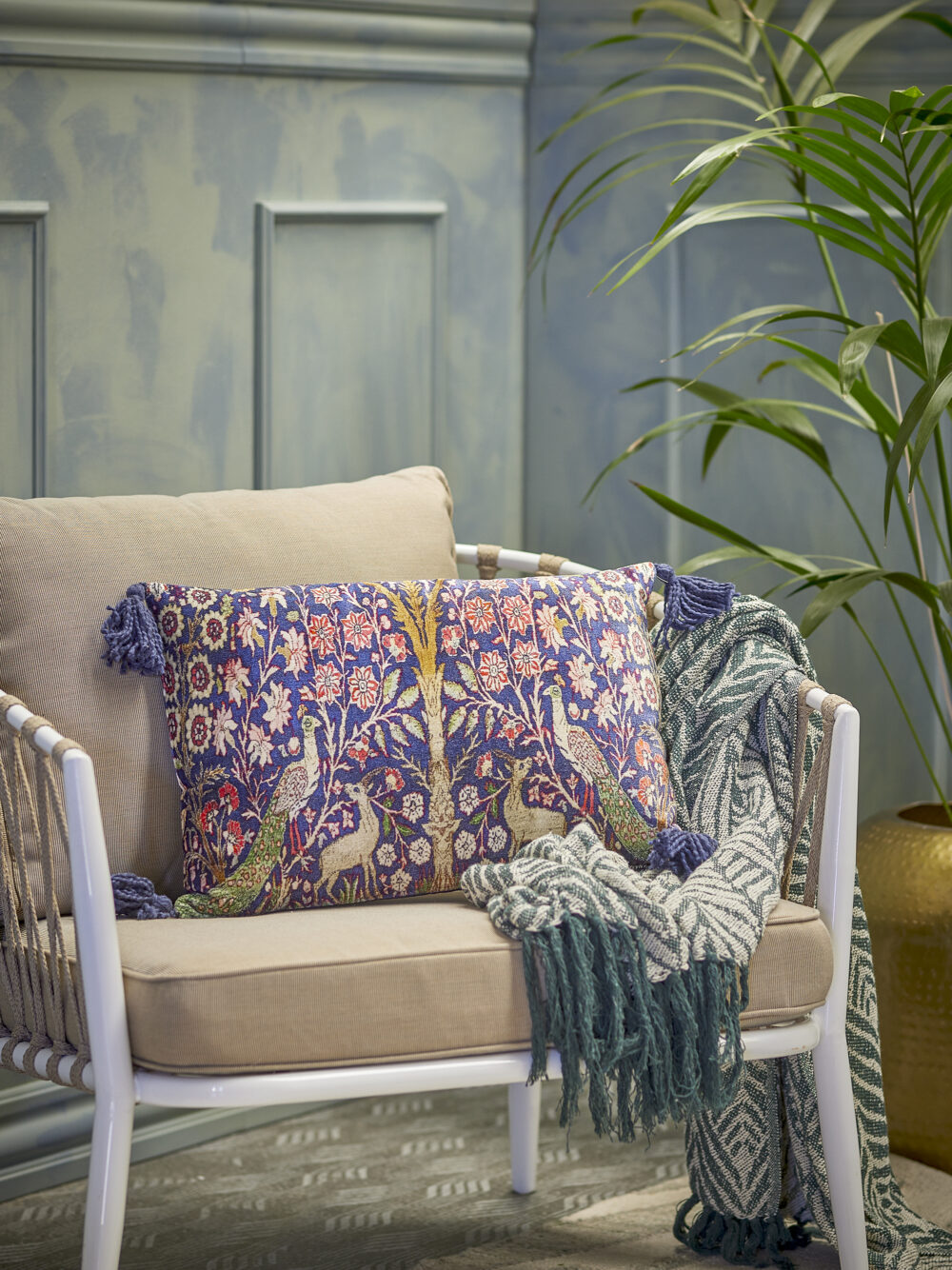 Adya Cushion, Blue, Viscose - Image 4