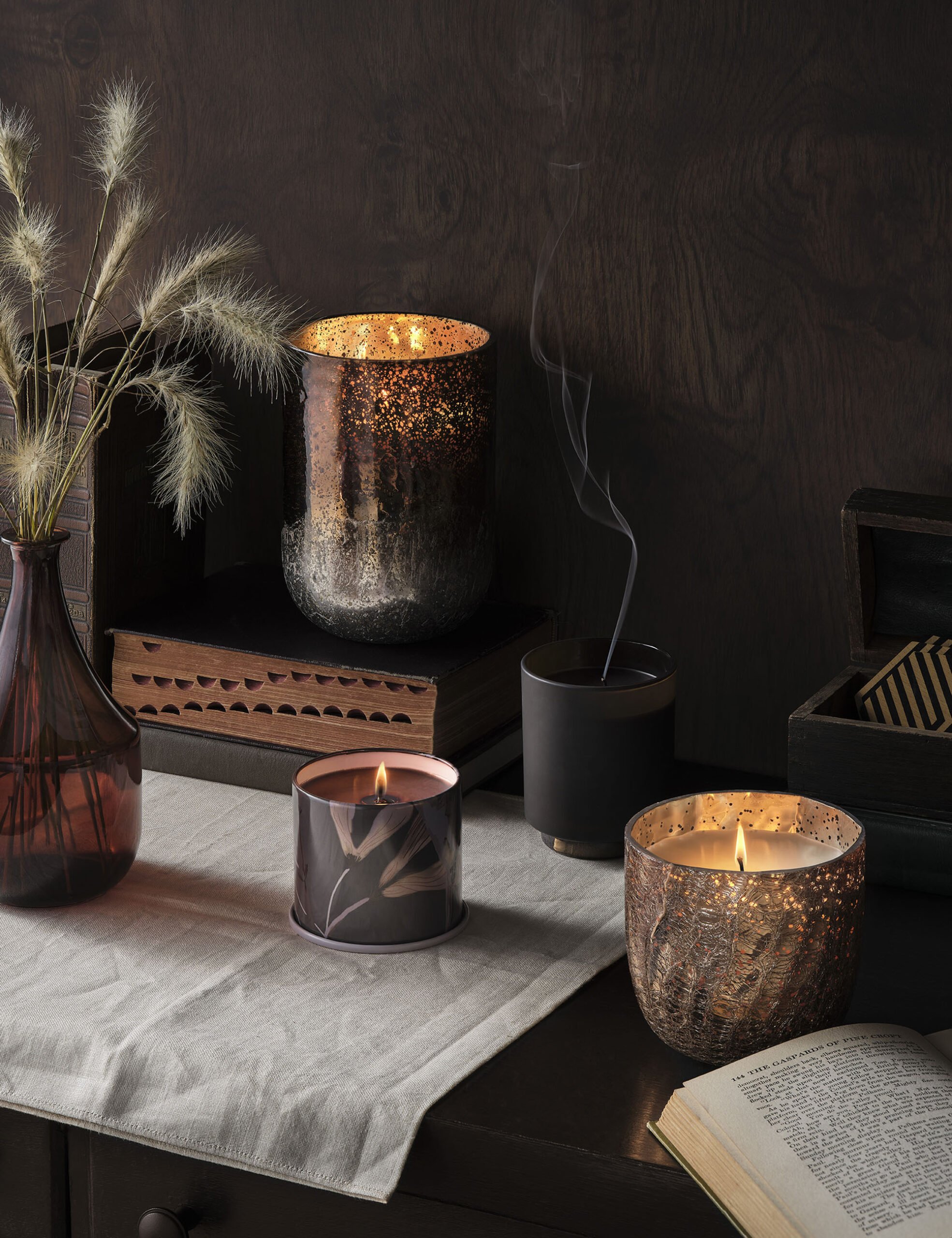 Woodfire Box Glass Candle, Brown, - Image 5