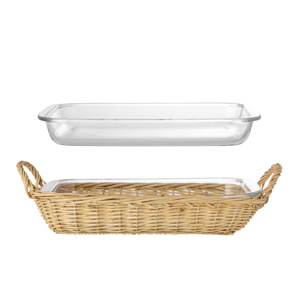 Mariam Oven Dish w/Basket, Clear, Glass