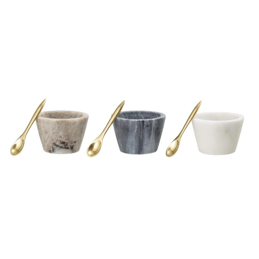Rosamynthe Salt Jar w/Spoon, White, Marble
