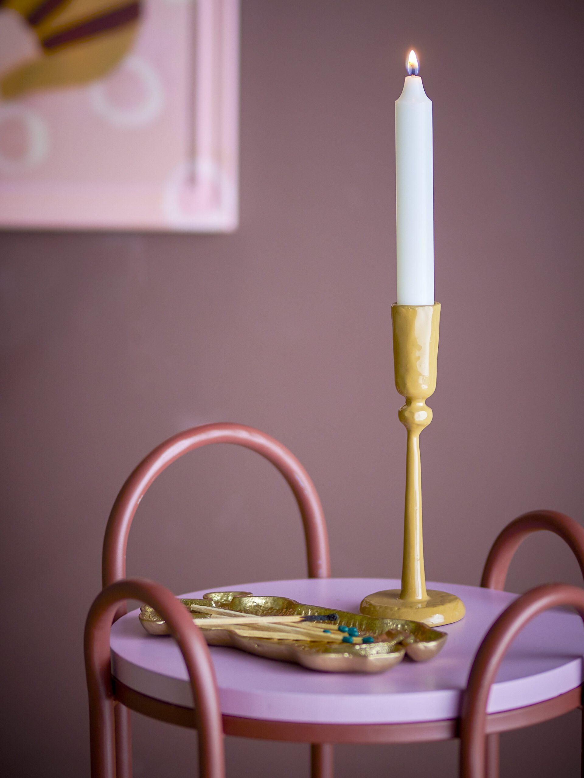 Eber Candle Holder, Yellow, Metal - Image 4