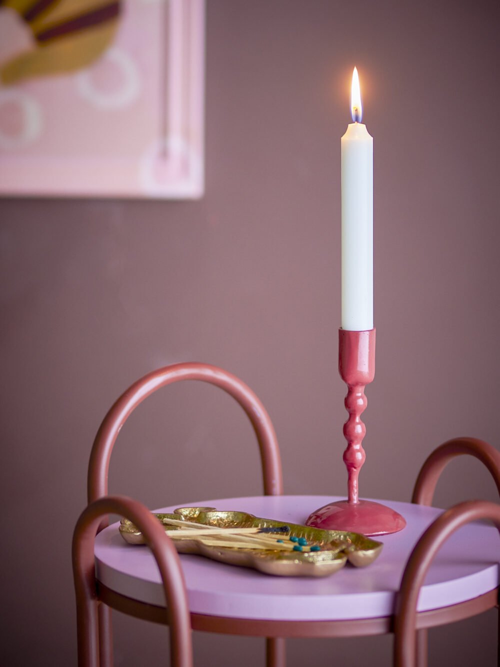 Eber Candle Holder, Red, Metal - Image 3