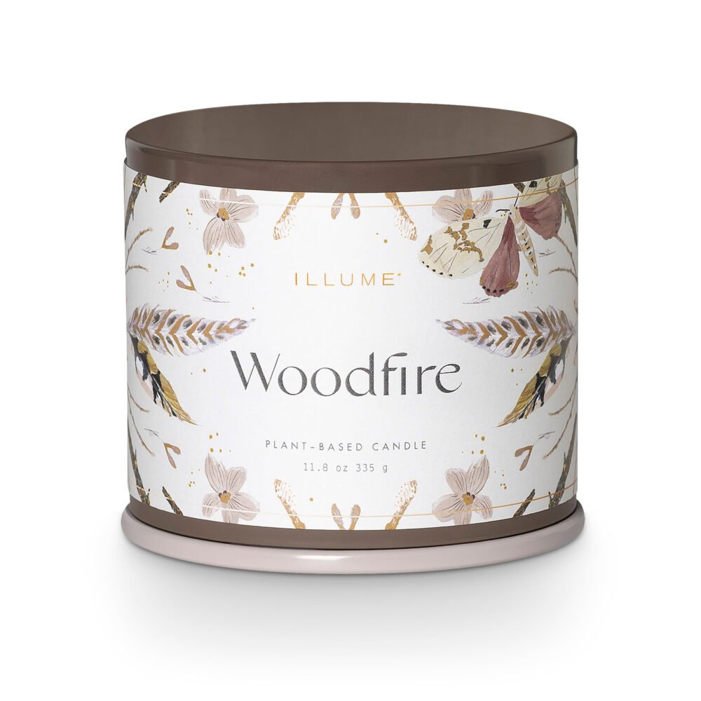 Woodfire Vanity Tin Candle, Brown,