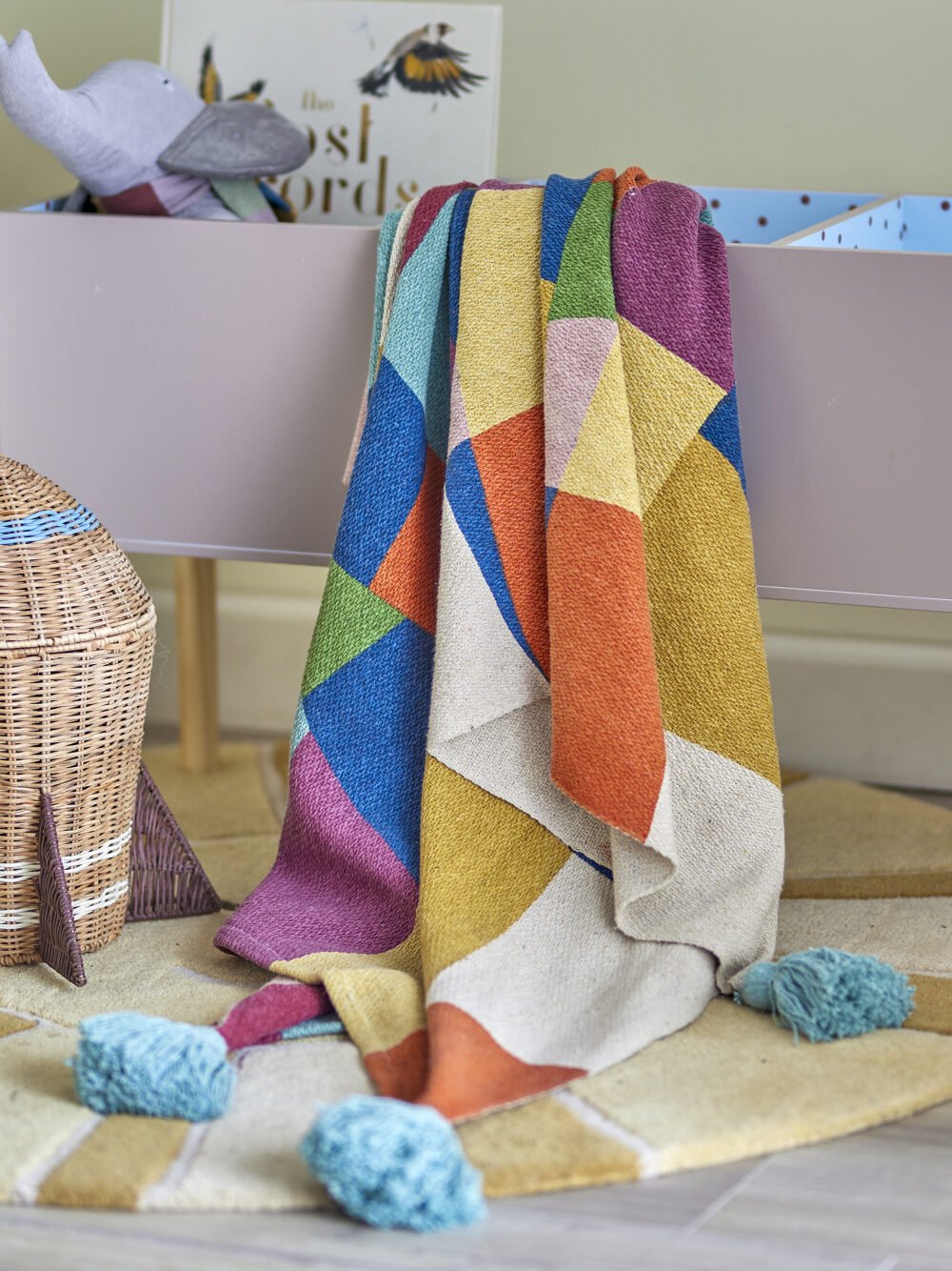 Colorine Throw, Blue, Recycled Cotton - Image 5