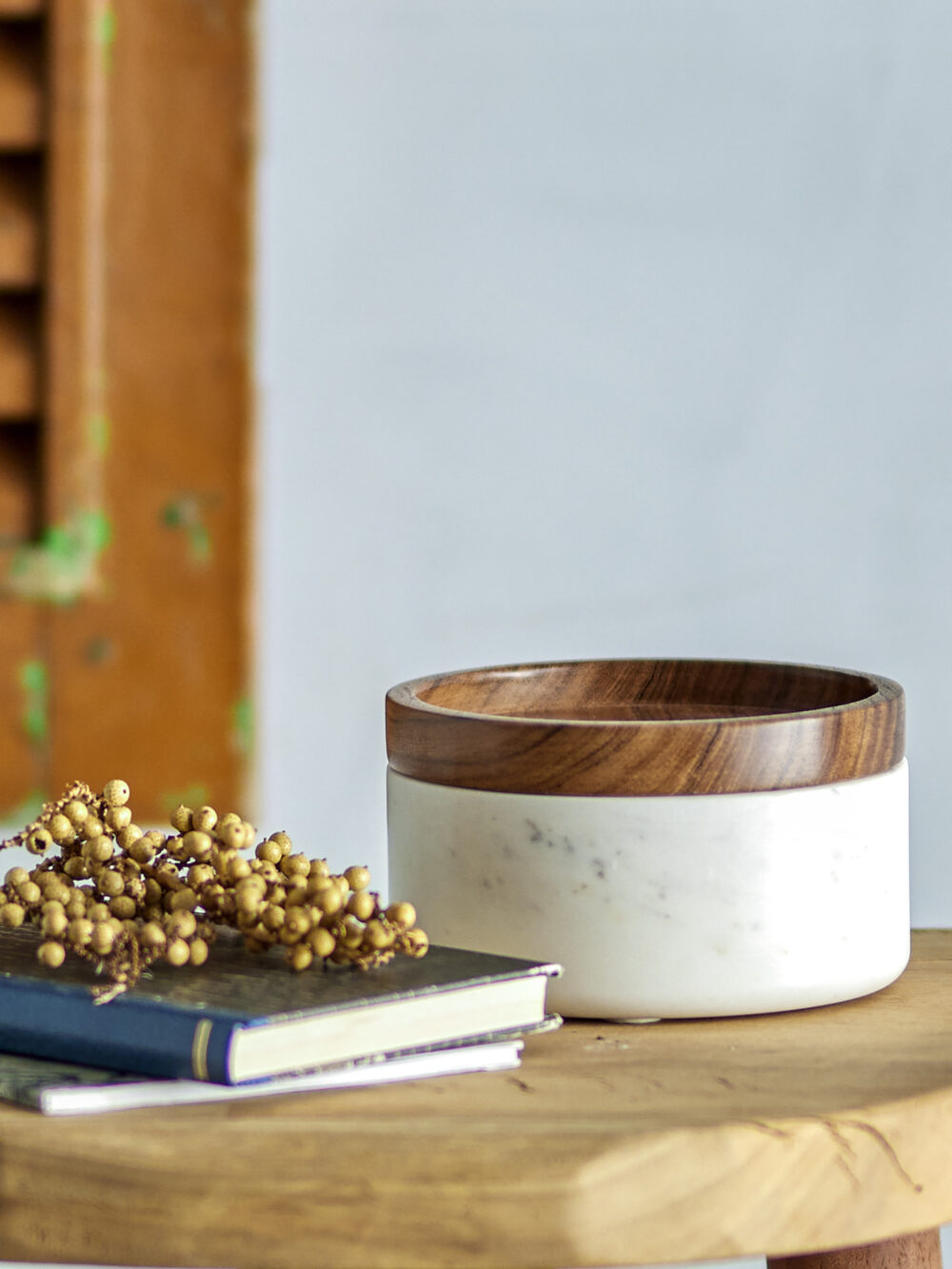 Fenella Jar w/Lid, White, Marble - Image 3