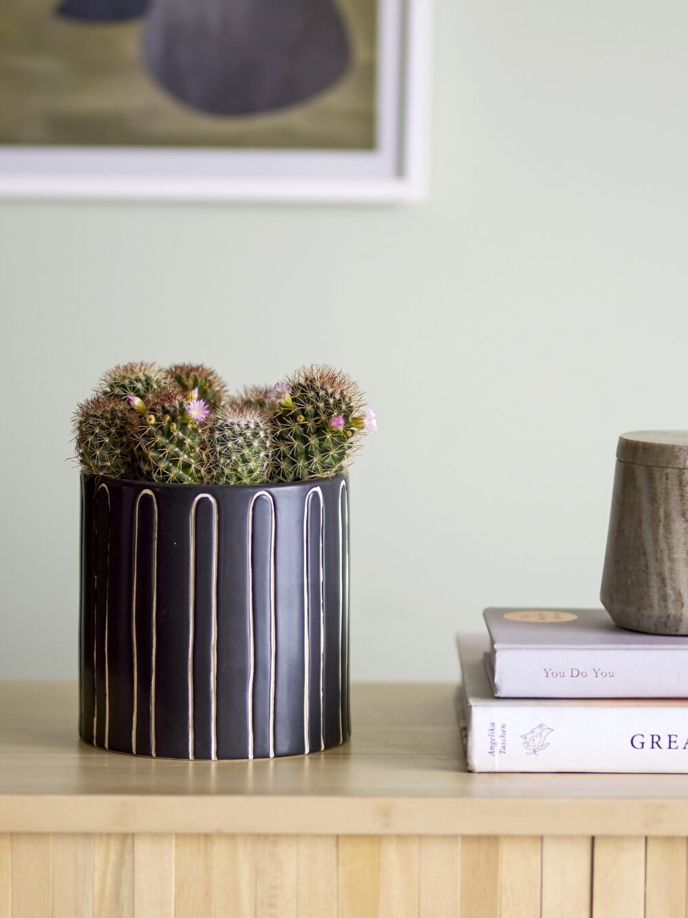 Troy Flowerpot, Black, Stoneware - Image 2