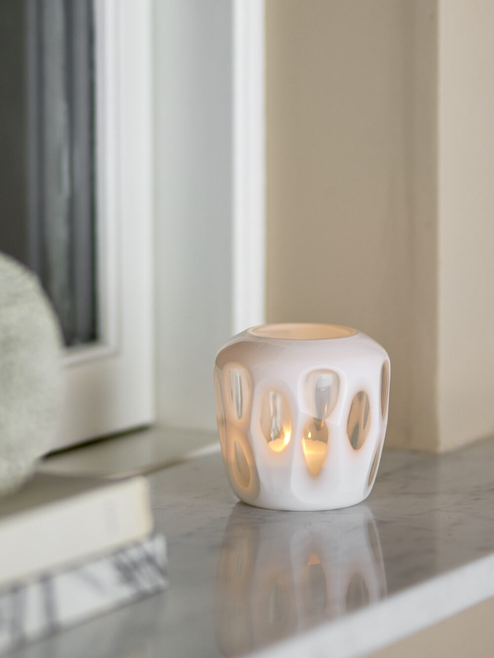 Rohan Votive, White, Recycled Glass - Image 3