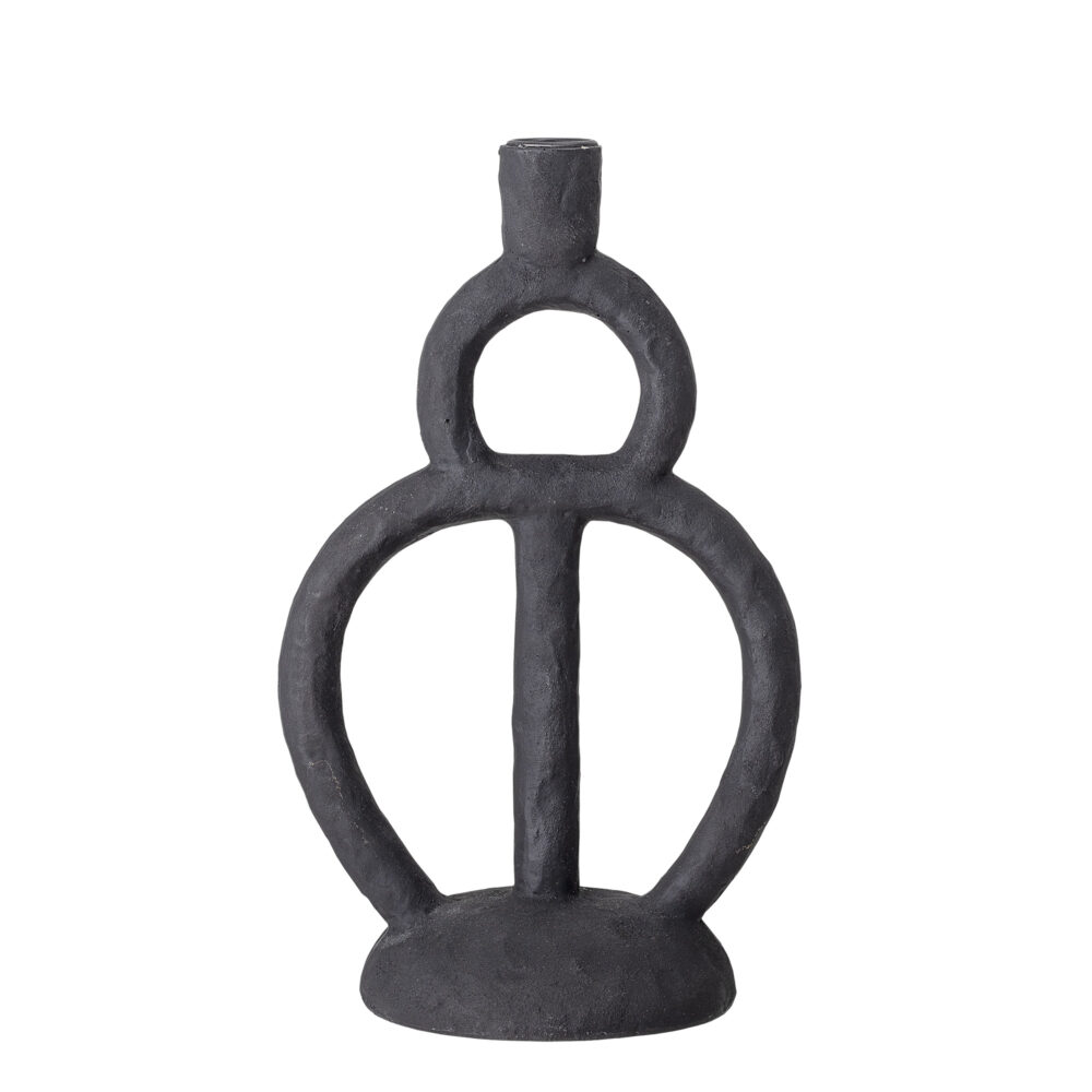 Ramina Candle Holder, Black, Polyresin