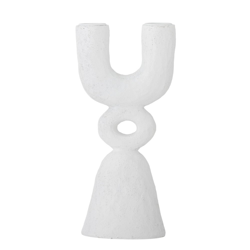 Syra Candle Holder, White, Polyresin