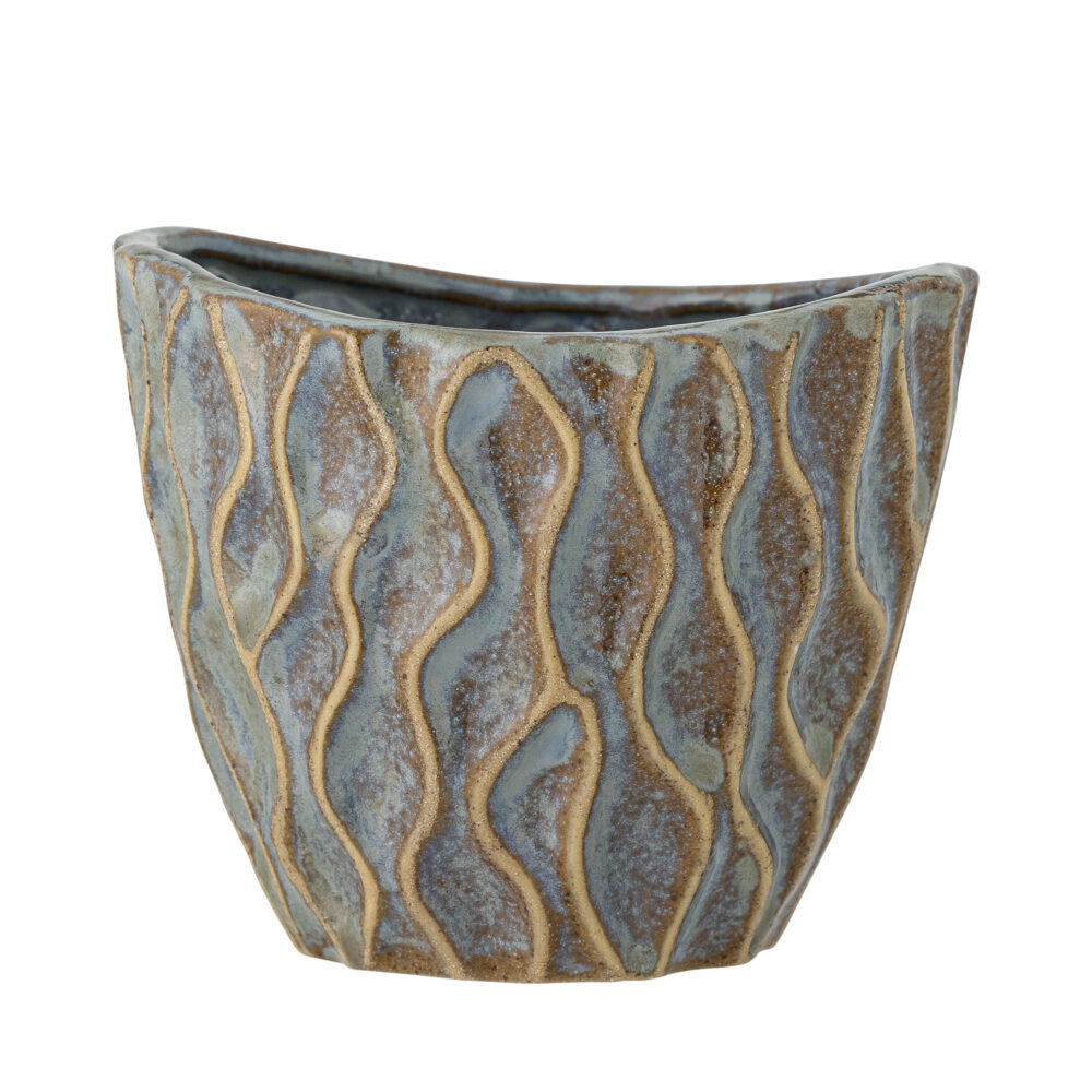 Feren Flowerpot, Blue, Stoneware - Image 3