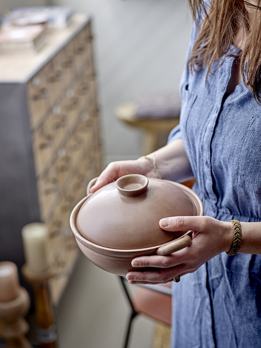Jinnie Oven Dish w/Lid, Brown, Stoneware - Image 5
