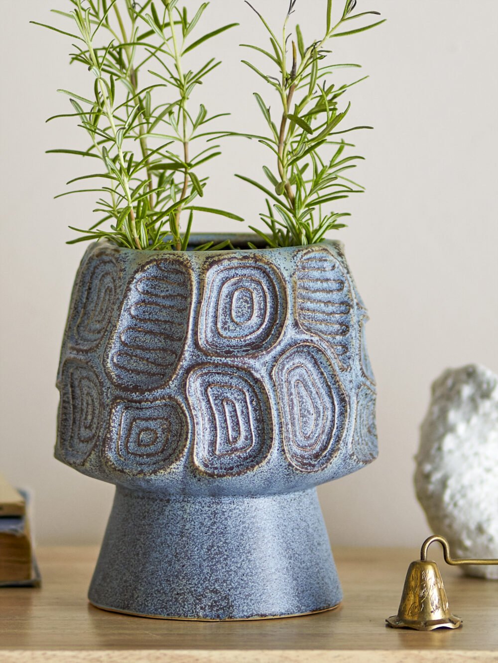 Clarke Flowerpot, Blue, Stoneware - Image 2