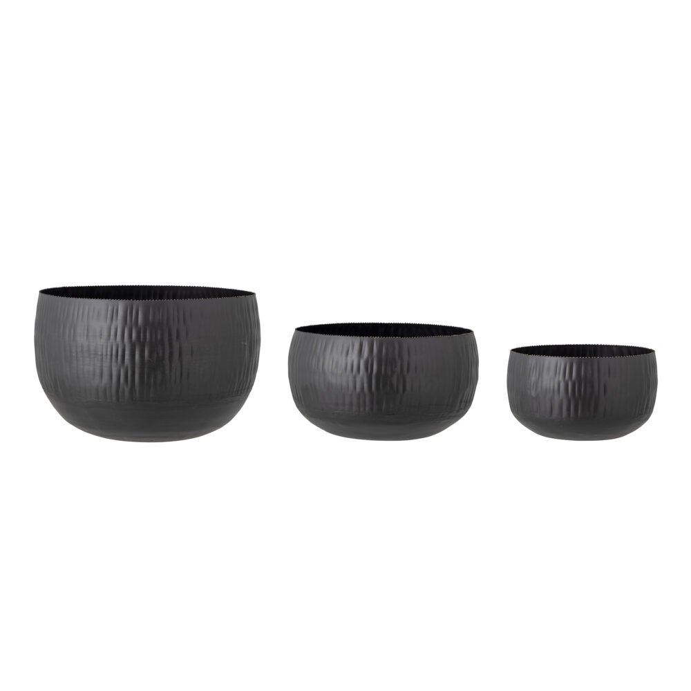 Abisha Flowerpot, Black, Metal