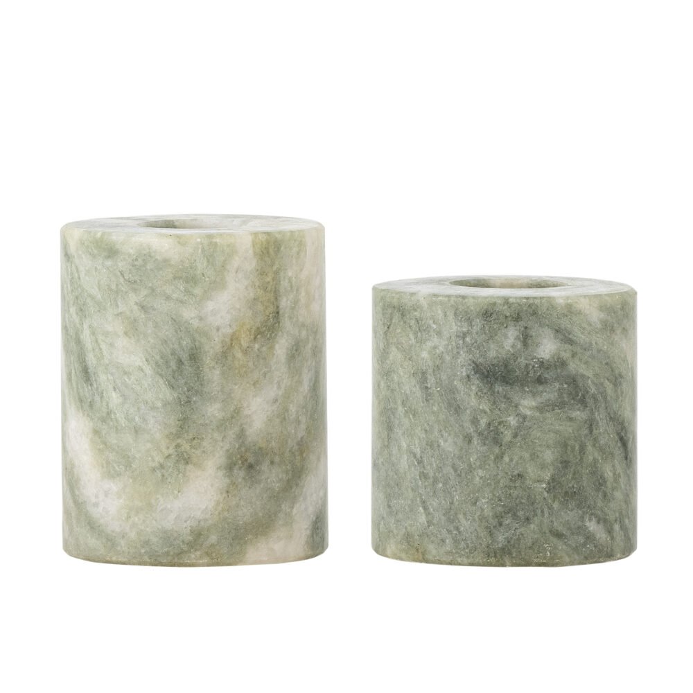 Kokoro Candle Holder, Green, Marble