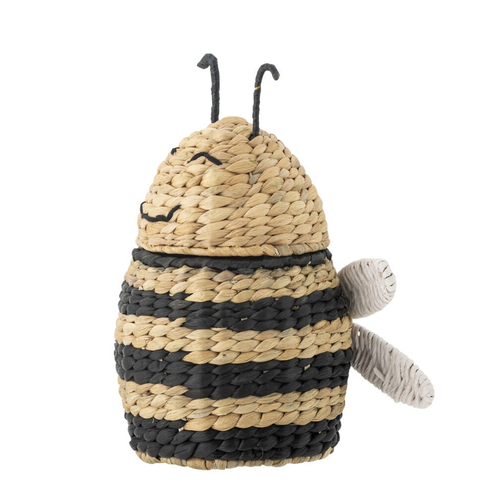Finn Basket w/Lid, Black, Water Hyacinth - Image 4