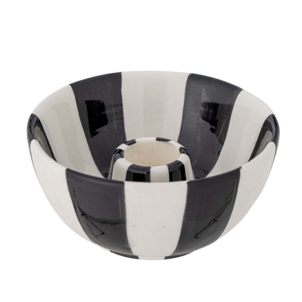 Eja Candle Holder, Black, Stoneware