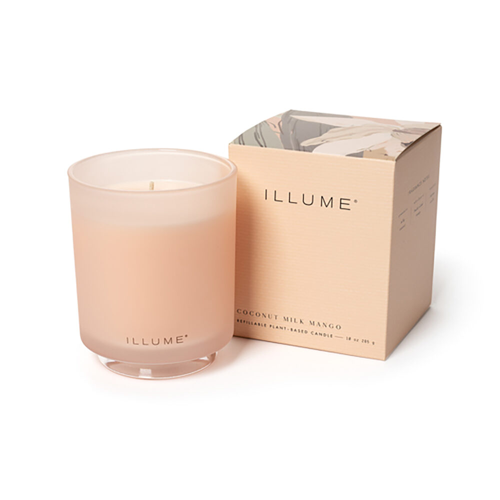 Coconut Milk Mango Box Glass Candle, Rose,